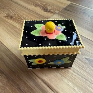 Vintage 2000s Y2K Mary Englebreit Flowers Box w/ Lid for Trinkets